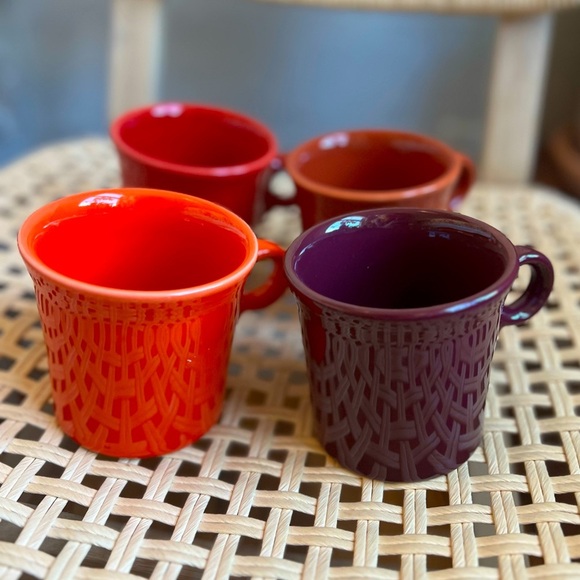 Fiestaware Mug Set of 4 HLC USA 10 oz Coffee Tea Cups Vintage Stoneware Red - Picture 1 of 7